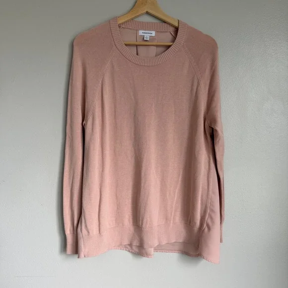 Nordstrom Womens S Blush Pink Linen Blend Knit Sweater Spring Lightweight Modest - Picture 1 of 9